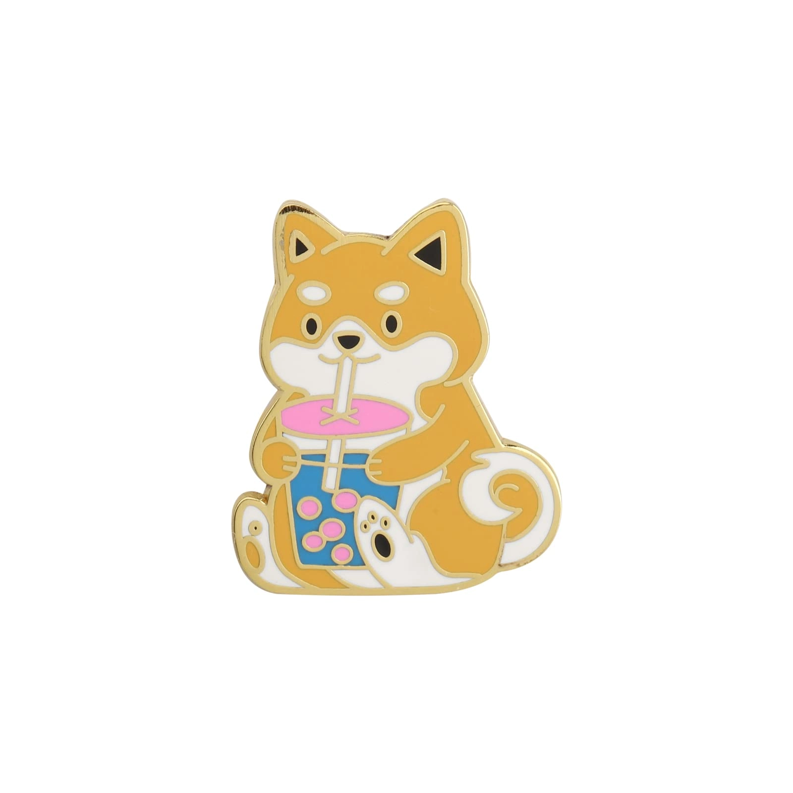 Corgi Bubble Tea Enamel Alloy Brooch