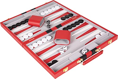 Backgammon Set - Premium Leather Case Strategy & Tip Guide