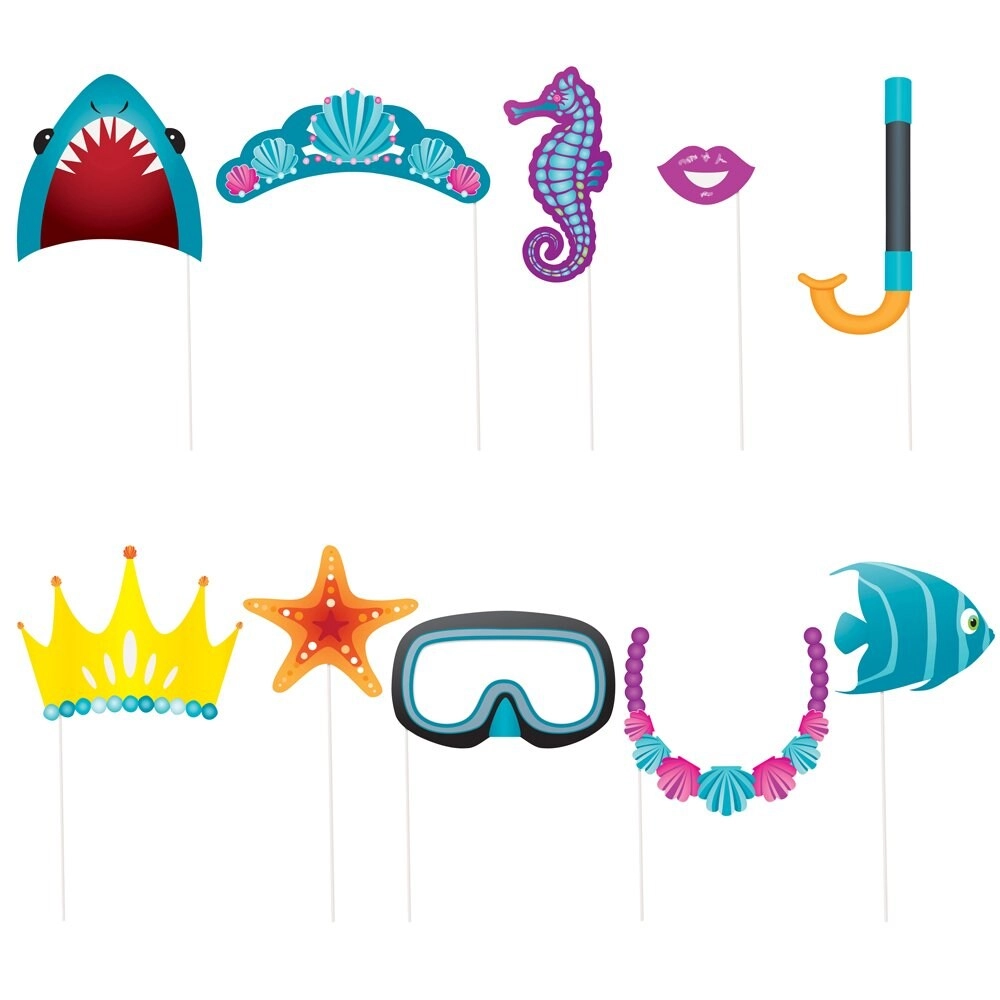 Party Zone Photo Booth Props - Under The Sea 10Ct