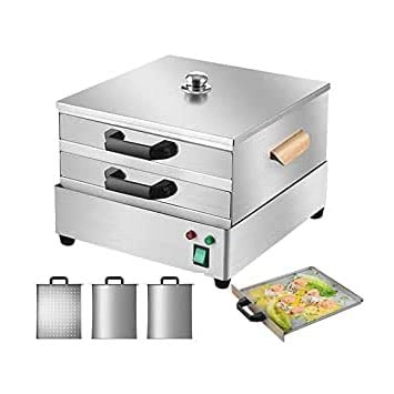 2 Layer Electric Vermicelli Roll Steamer - Stainless Steel Spare Drawer UK Plug