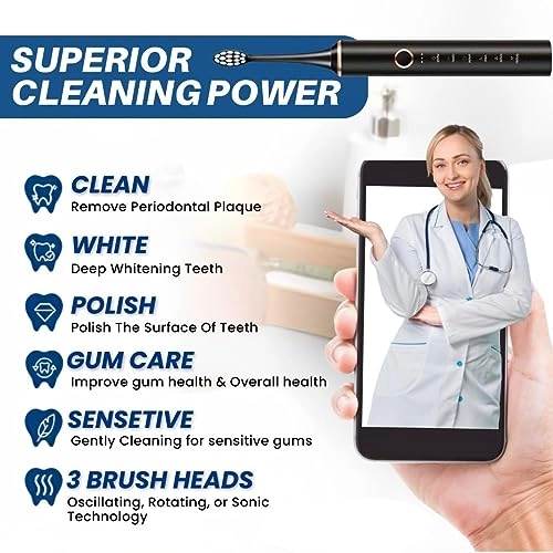 Sonic Electric Tooth Brush - 5 Modes 3 Brush Heads Rechargeable