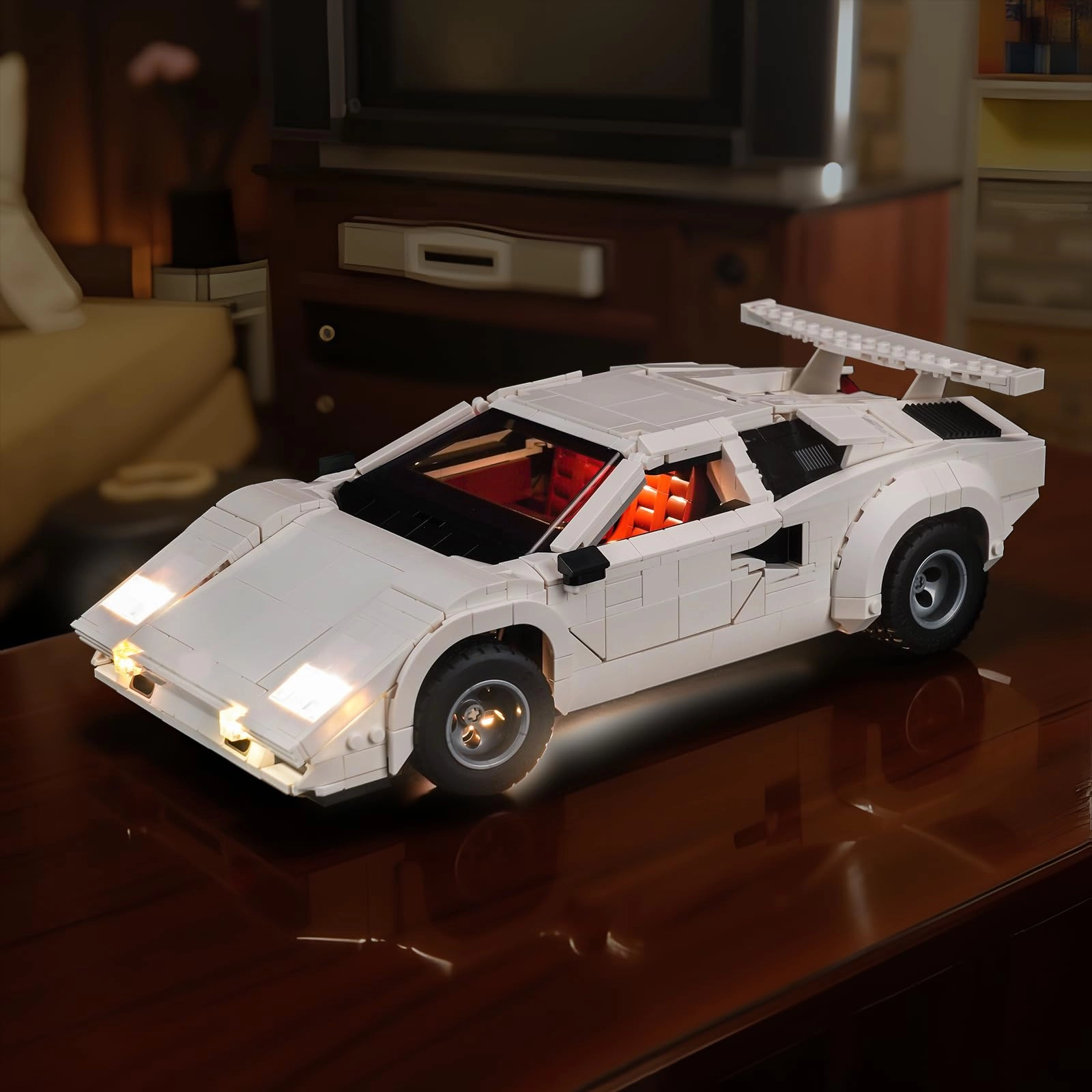 Brickshining LED Lighting Compatible with Lamborghini Countach 5000 Quattrovalvole (10337) - White