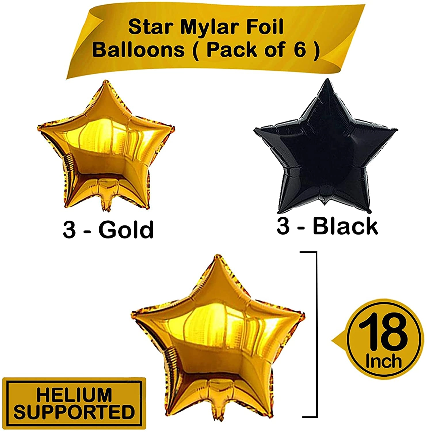 Star Foil Balloons - 6-Pieces Wedding Anniversary Birthday