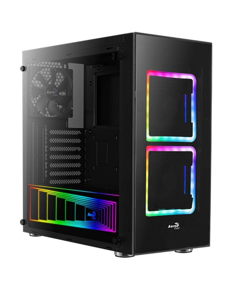 Aerocool Aero Tor-G-BK-v1 - Full tempered glass side panel mid tower