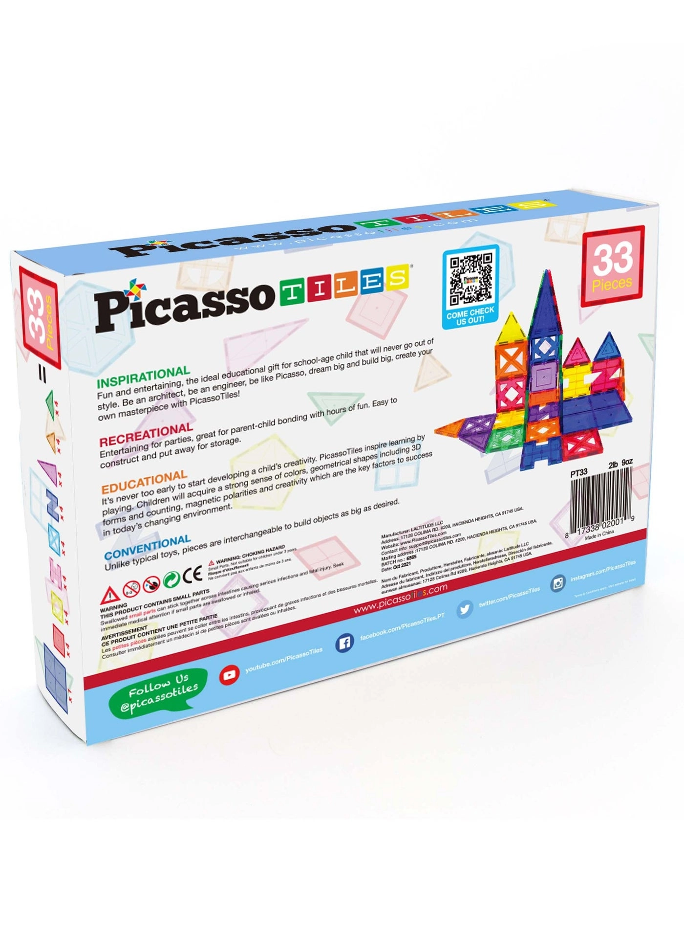 Magnetic Building Tile Set - 33 pcs