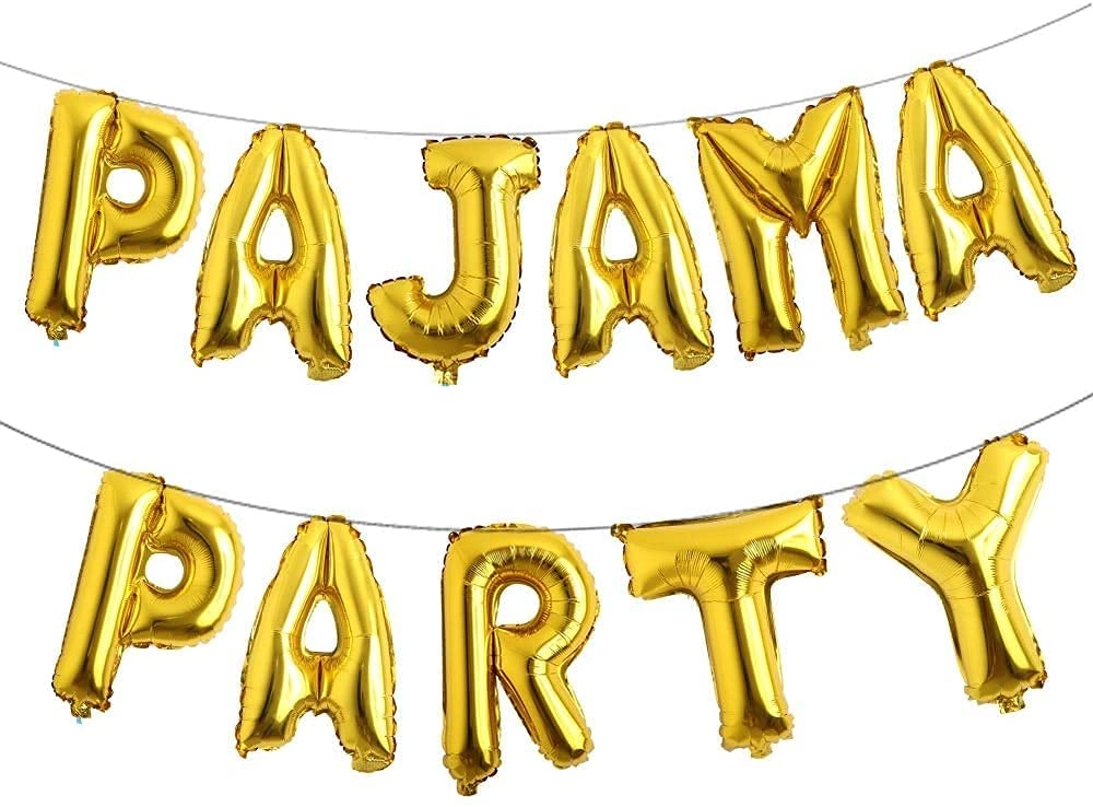 Pajama Party Letter Banner Foil Balloons - 11-Pieces Pajama Party