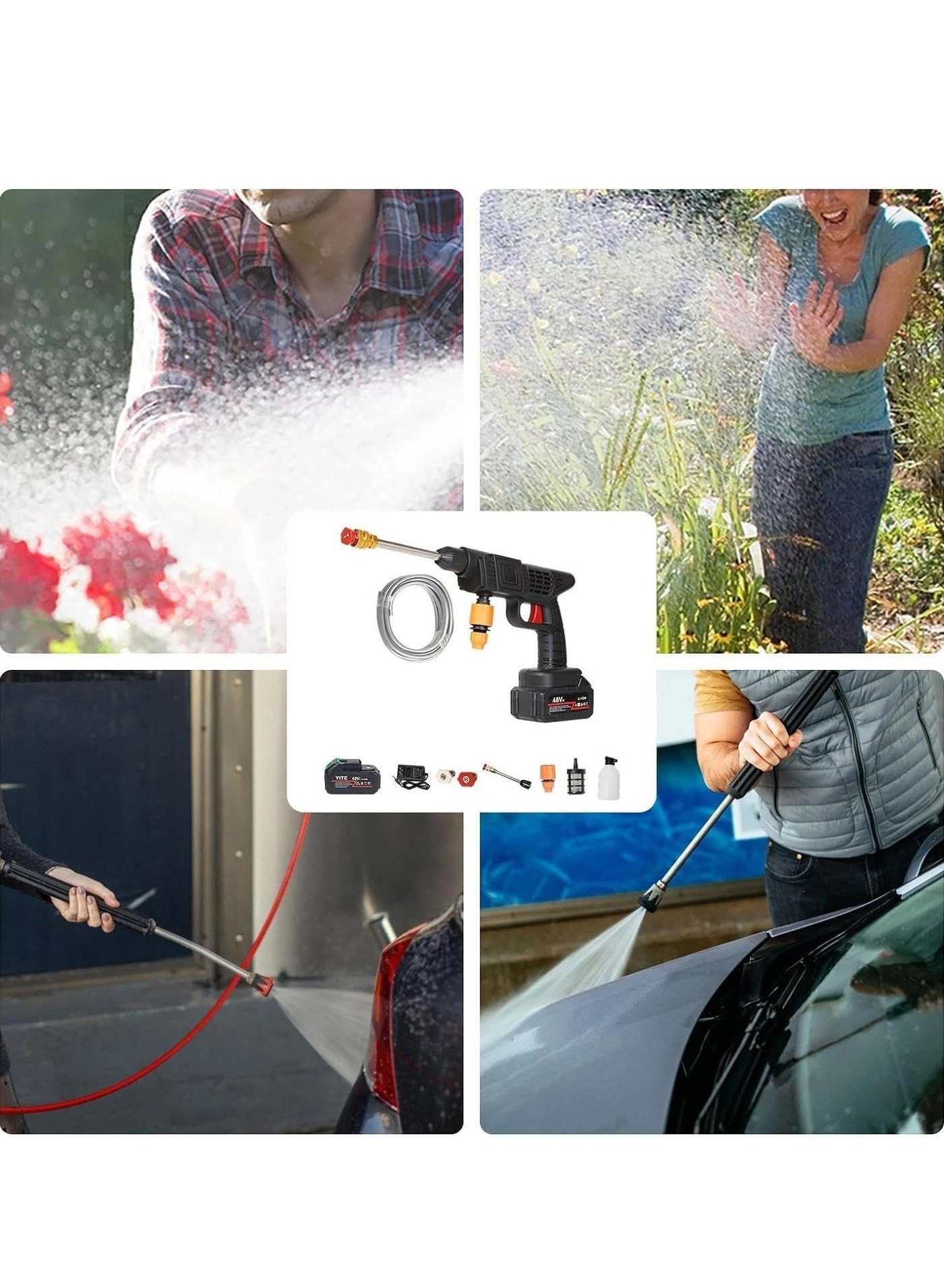 High-Pressure Water Sprayer - 48V 5M Range Cordless Portable