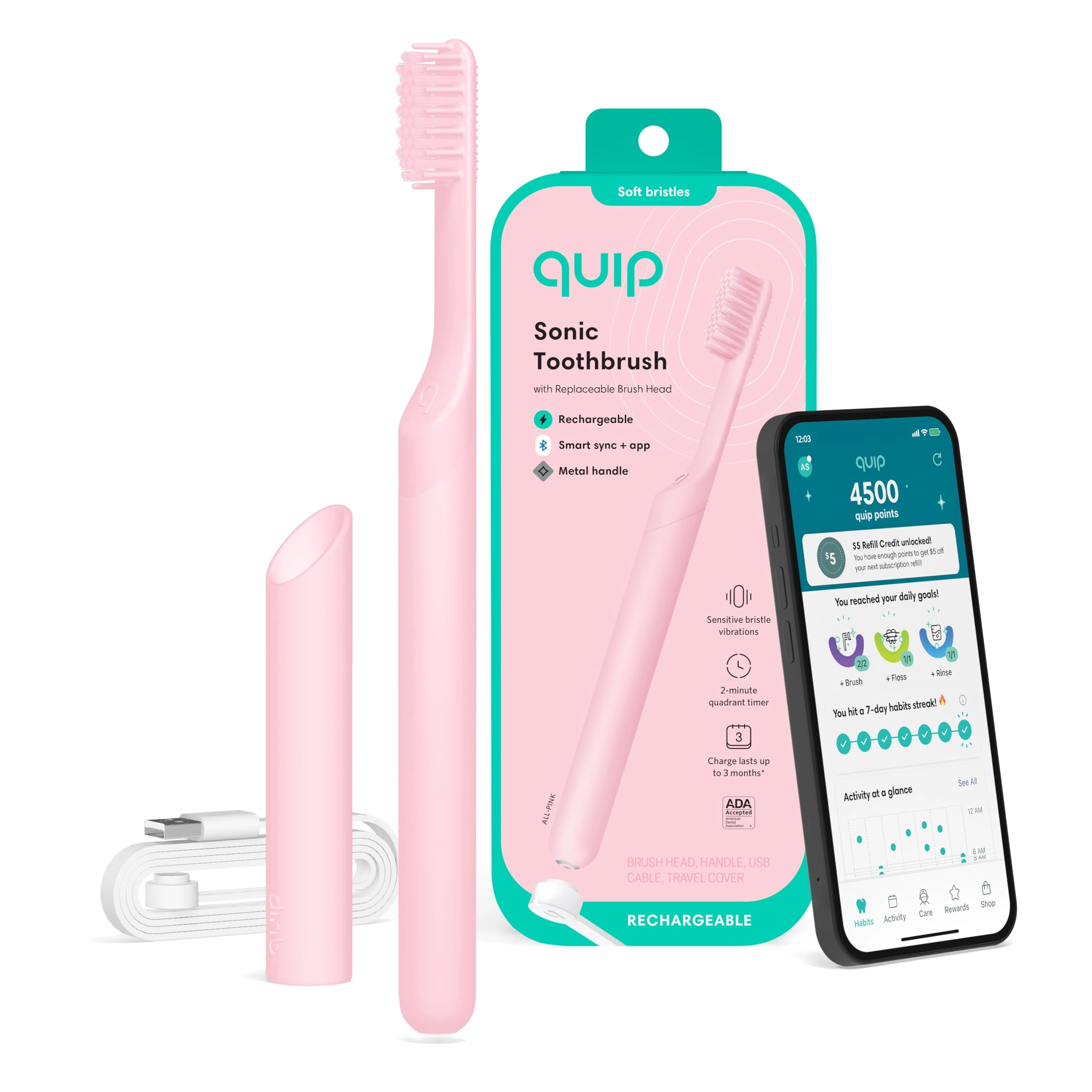 Rechargeable Sonic Toothbrush - Brushing Timer Soft Bristles