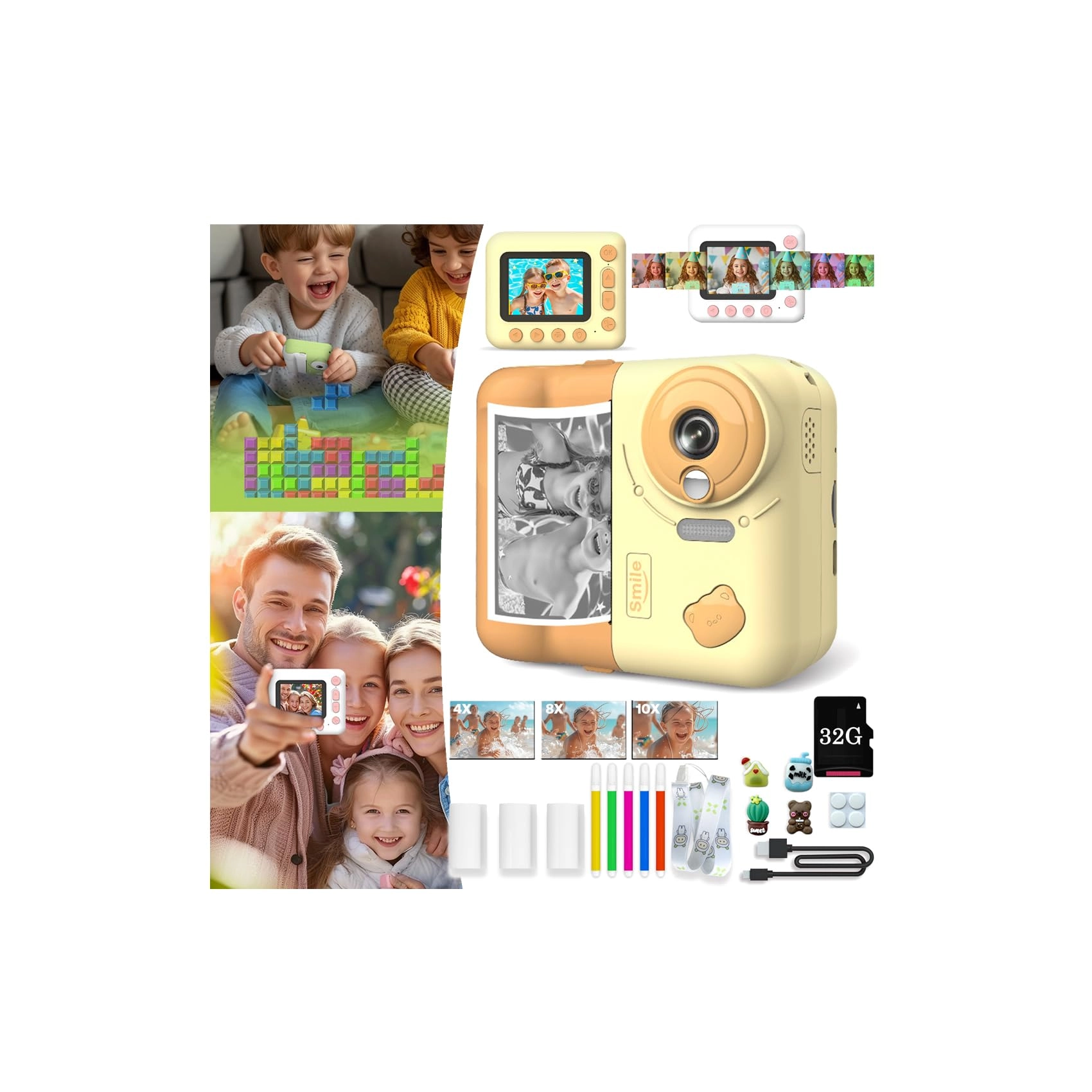 ldawu Huzeye Snapalette Printcam - 1080p HD Instant Print Pink