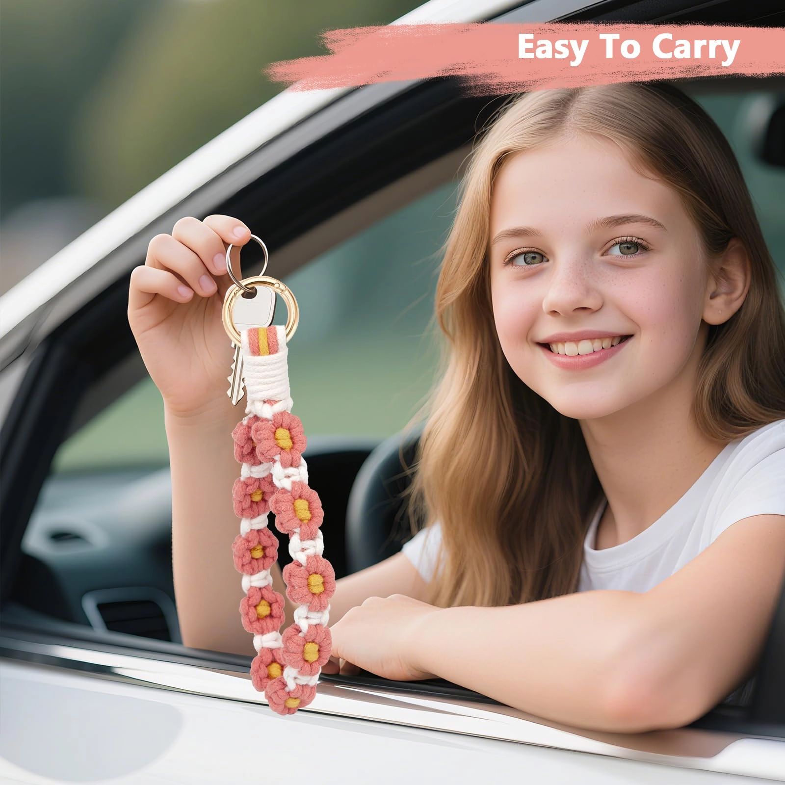Boho Macrame Keychain - Car