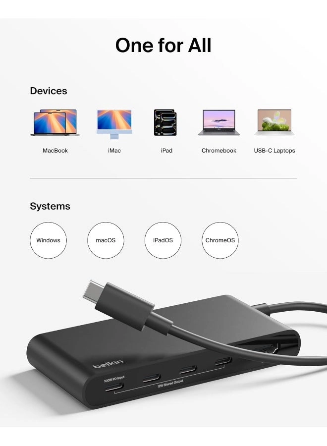 5-In-1 USB-C Multiport Hub Adapter - 4K 60Hz 100W PD