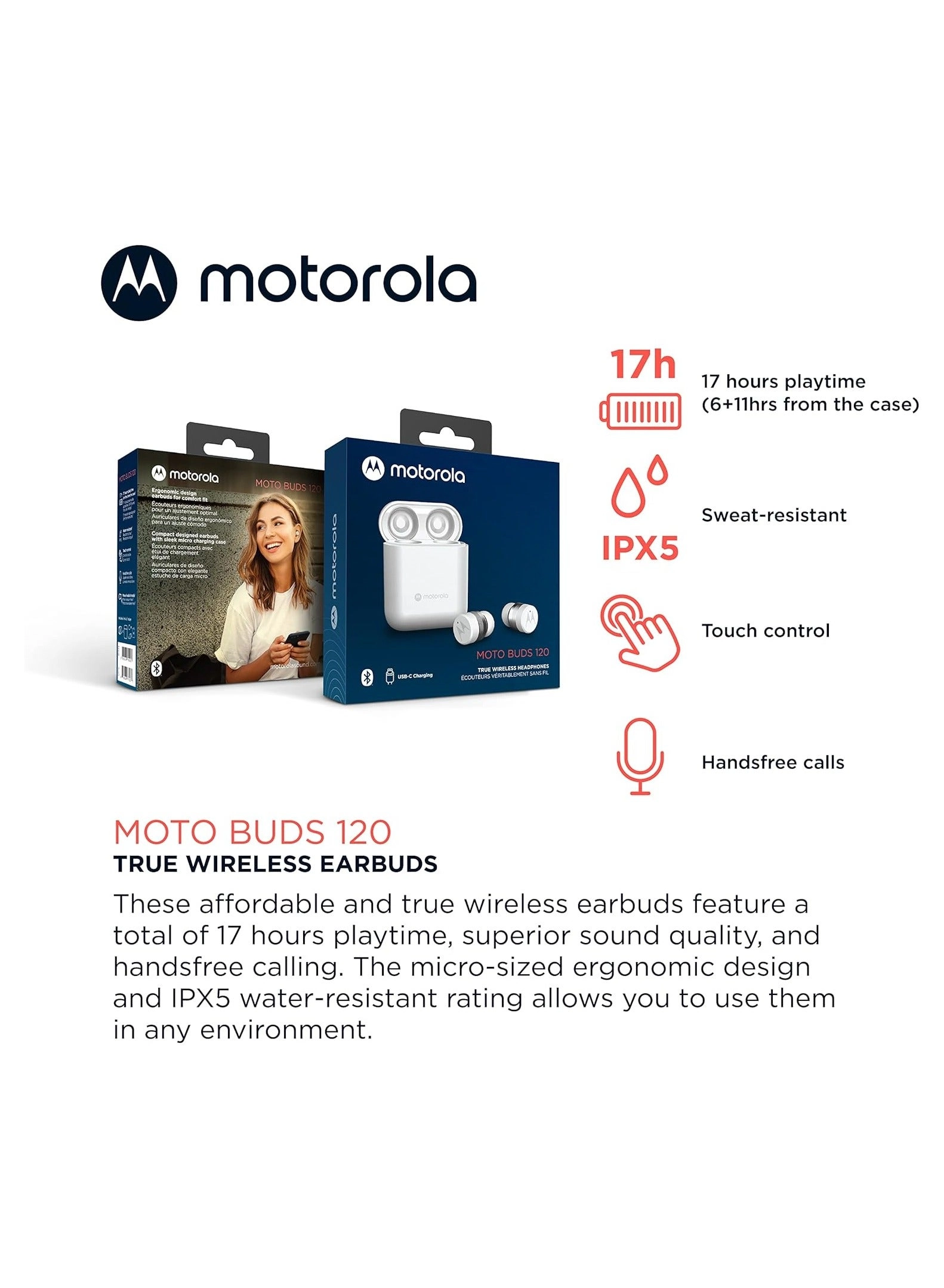 Moto Buds 120 Wireless Earbud
