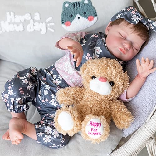 Reborn Baby Doll - 55 cm Silicone Vinyl Sleeping Hand-rooted Hair