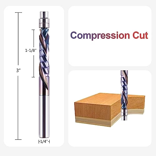Compression Flush Trim Router Bit - 1/4 Shank