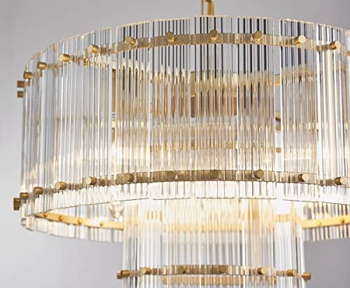 Moder Glass Chandelier - Doule Layer Drum 5-Light