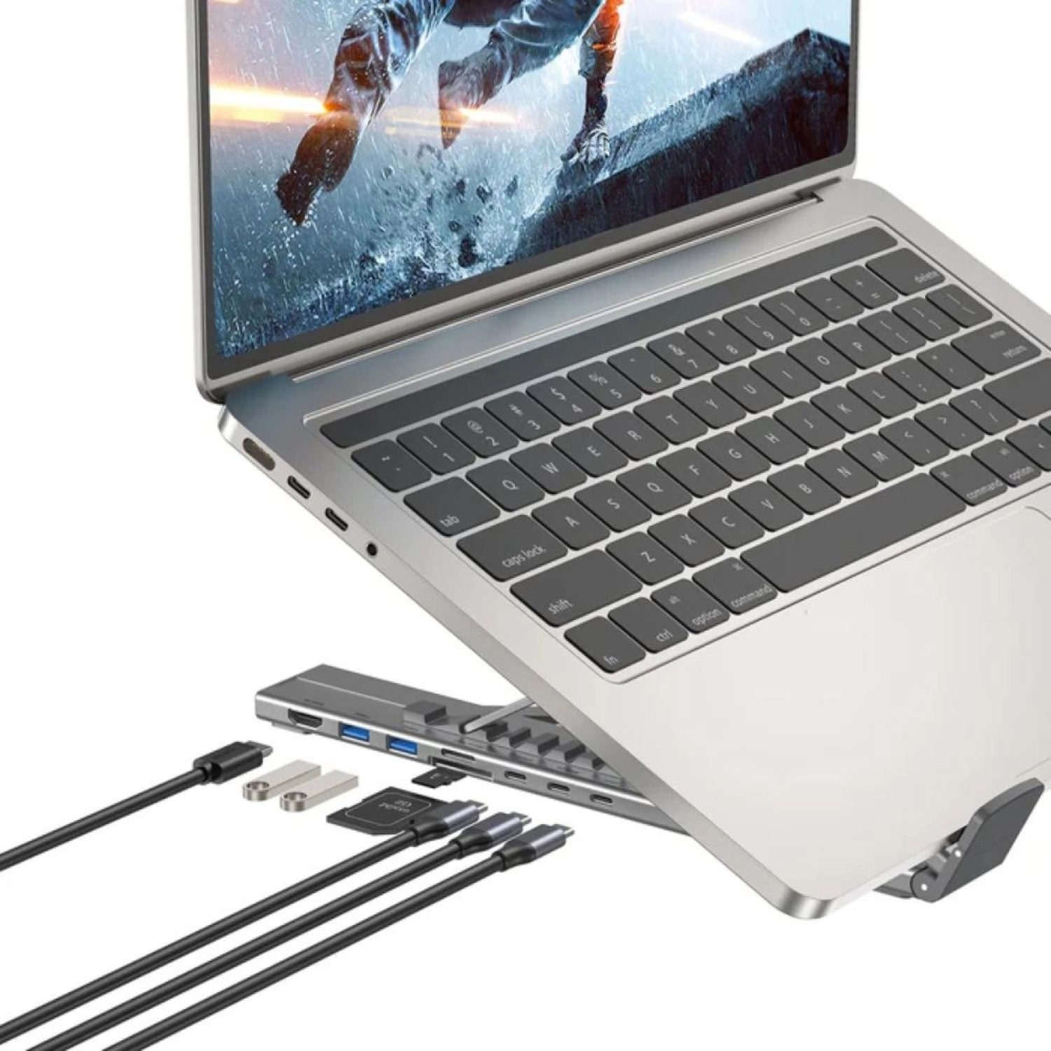 7-in-1 USB-C Foldable Laptop Stand - 100W Power Delivery 4K@60Hz HDMI
