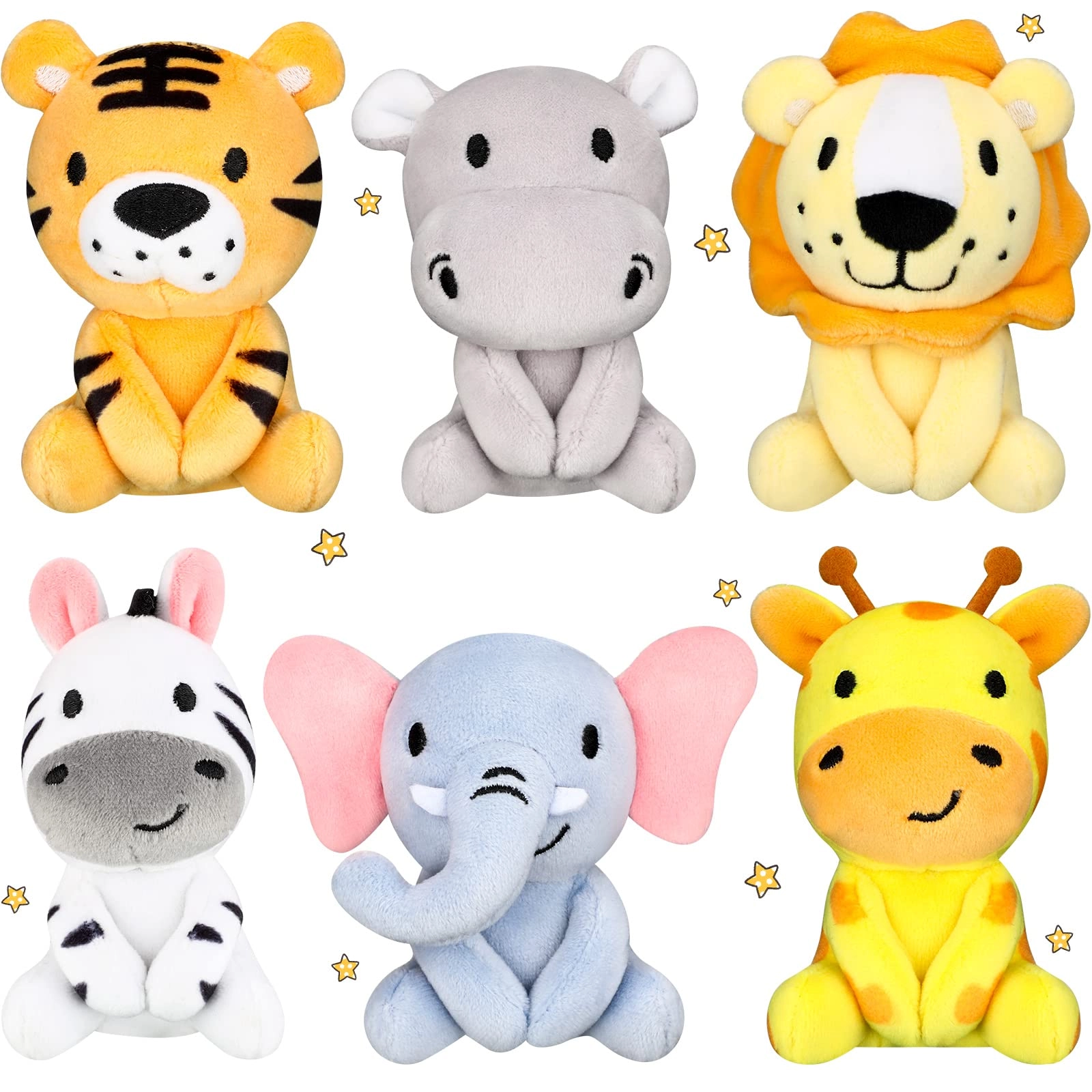 Aoriher Elephant 10 cm Plush + Lion + Tiger + Giraffe + Panda
