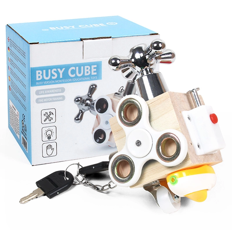 Wooden Sensory Busy Cube - Suitable for 2 years and above