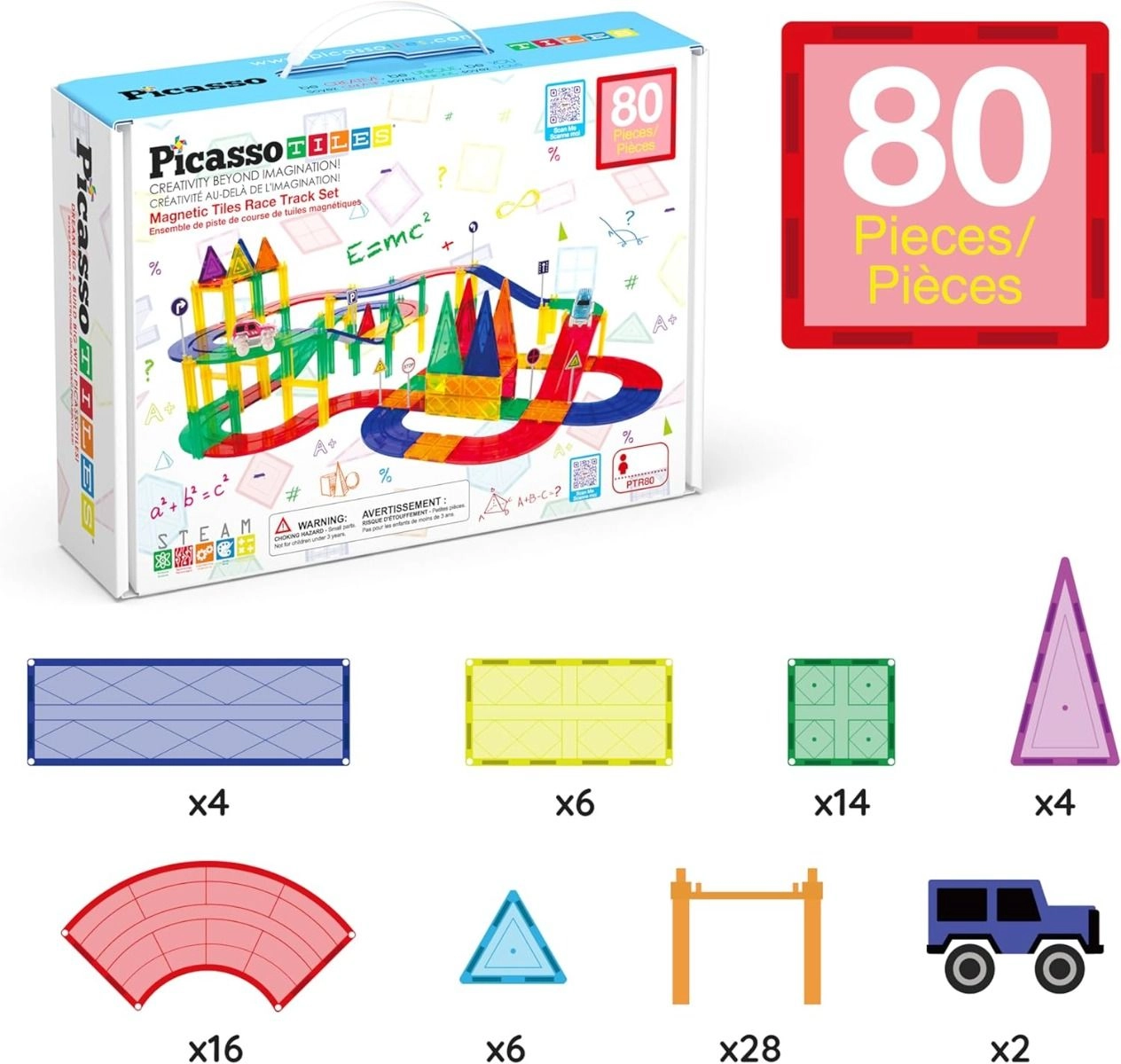 Magnetic Tiles Race Track - 80 pcs