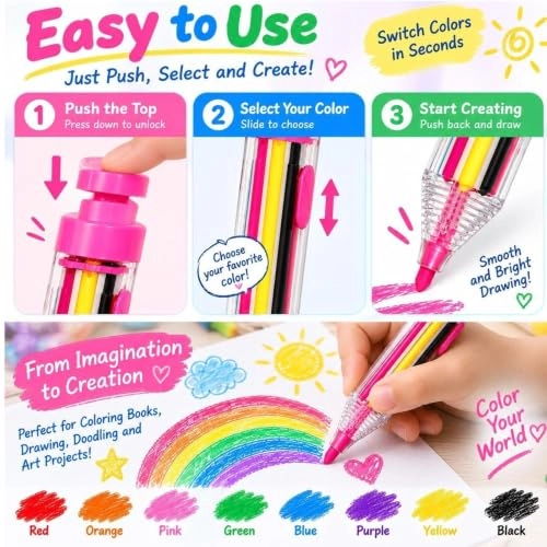 Retractable Crayon Pencils - 8 Pcs - Pack of 3
