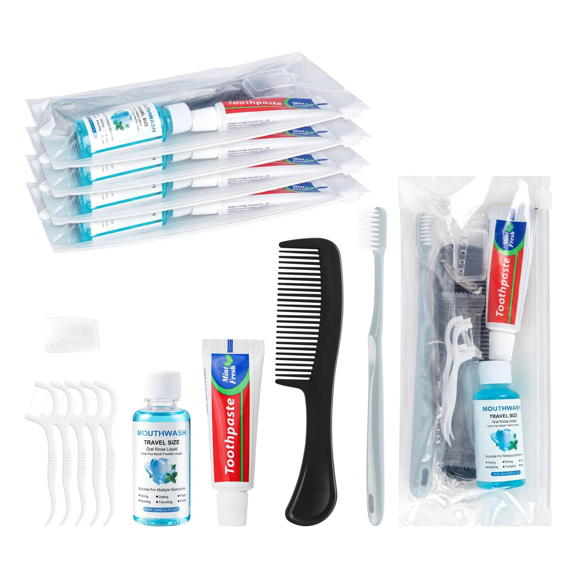 lilingsty Travel Toothbrush Kit - 4-Piece Pack Light Gray