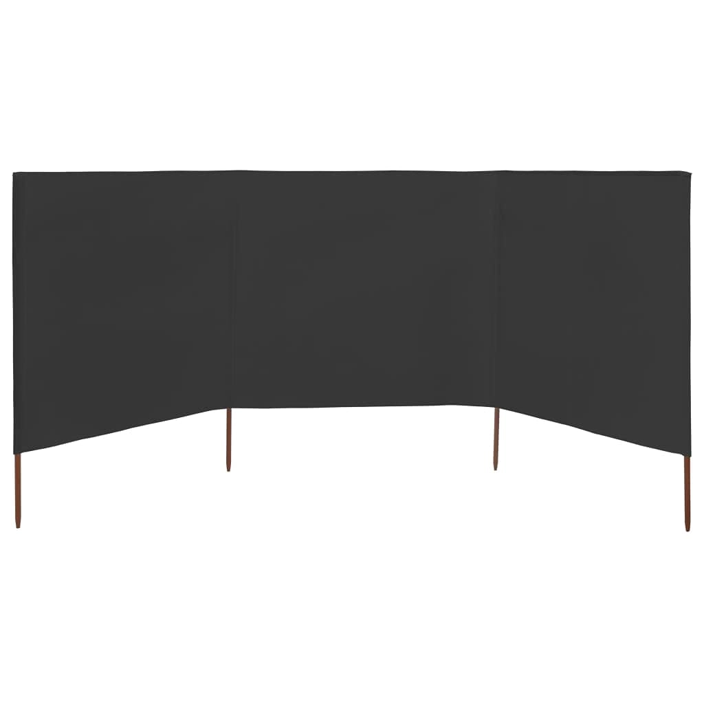 3-Panel Folding Wind Screen - 400x80cm Anthracite