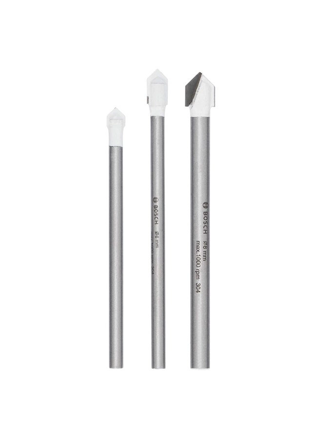 Bosch Tile Drill Bit Set - Tungsten carbide 3 Piece 5mm 6mm 8mm