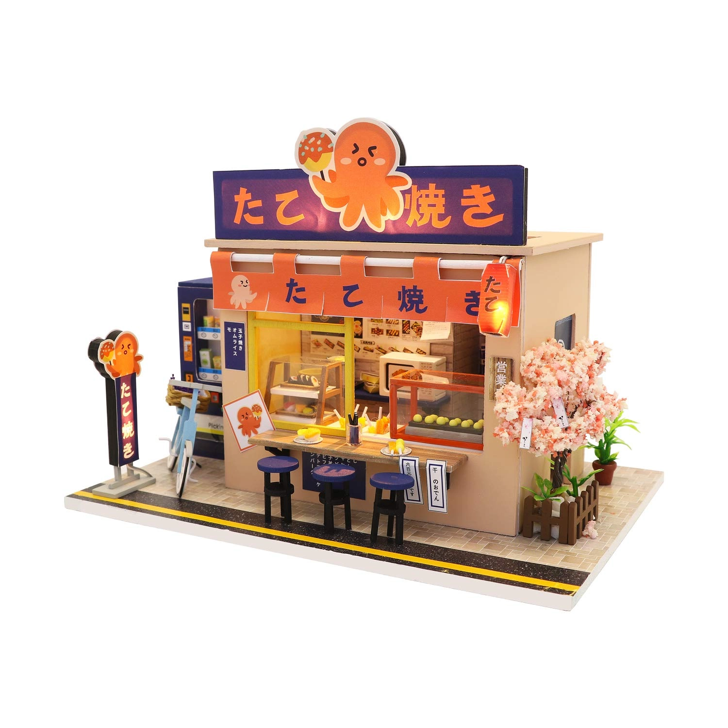 Cool Beans Boutique C Miniature DIY Dollhouse Kit - Japanese Takoyaki Shop 1:24