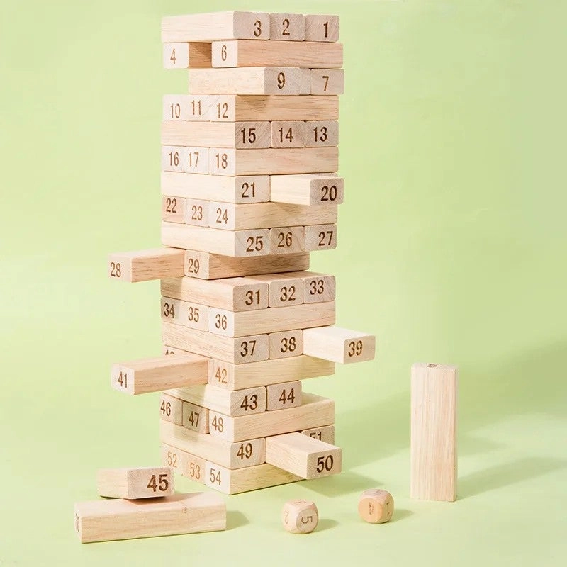 Wooden Building Block Balance Game - Fantasy Sci-Fi 48 pcs