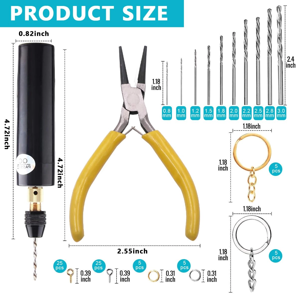Electric Resin Drill Set - 10Pcs 0.8-3.0mm