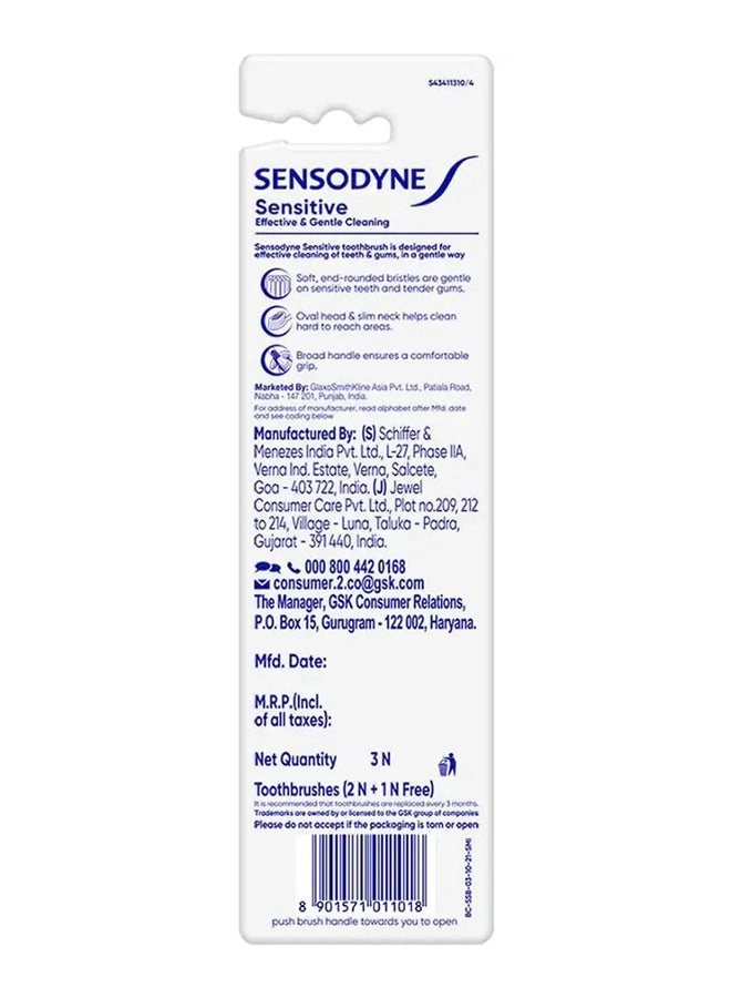 Sensitive Toothbrush - Multicolour 3-Piece Pack