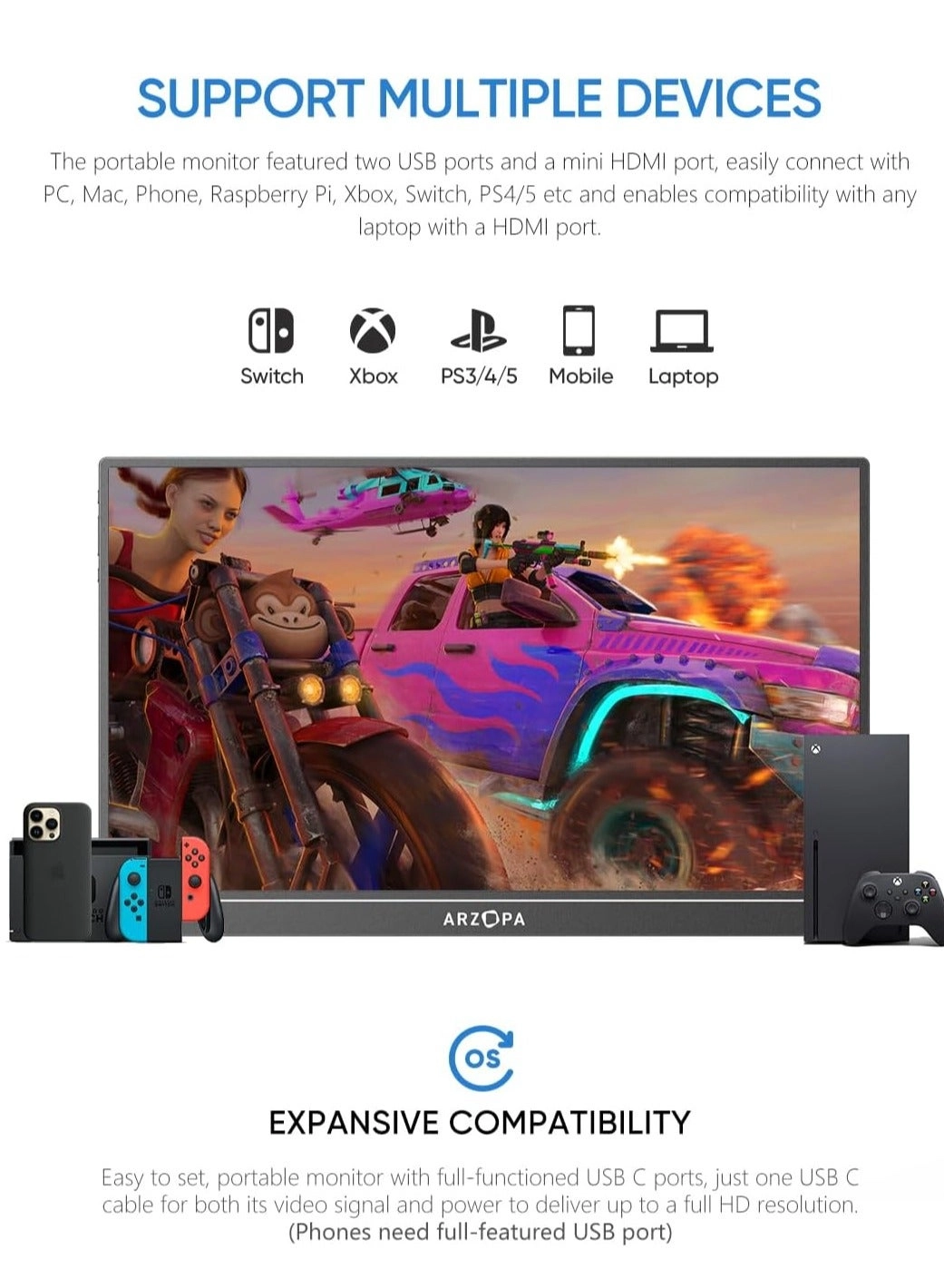 Portable Gaming Monitor - G1C 16.1 inch 1920 X 1080