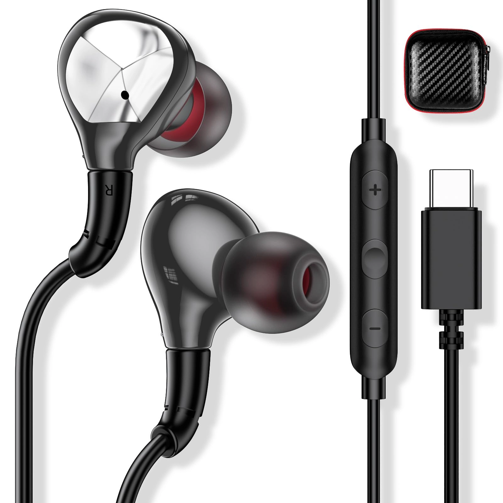 Jiunai USB C Earbuds Wired Earbud