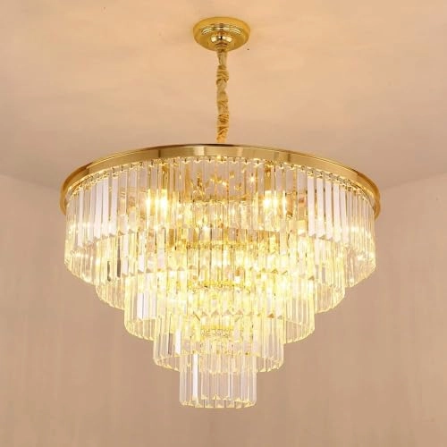 16 Lights Large Crystal Chandeliers - 3 Colors Temperature Adjustable