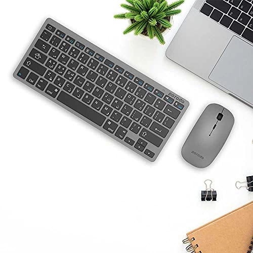 Super Slim and Portable Bluetooth Keyboard With Mouse - EN/AR Wireless