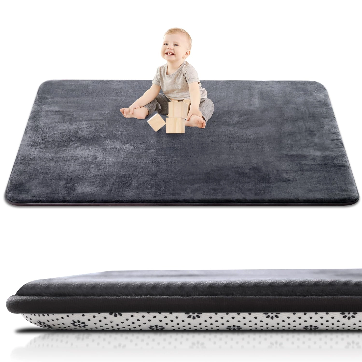 Baby Play Mat - 59x79 1.2-inch Light Grey