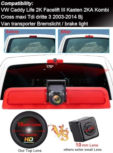 Rear View Mirror Monitor - 4.3 Inch Wired + Brake Light Camera - 1280 x 720 Night vision