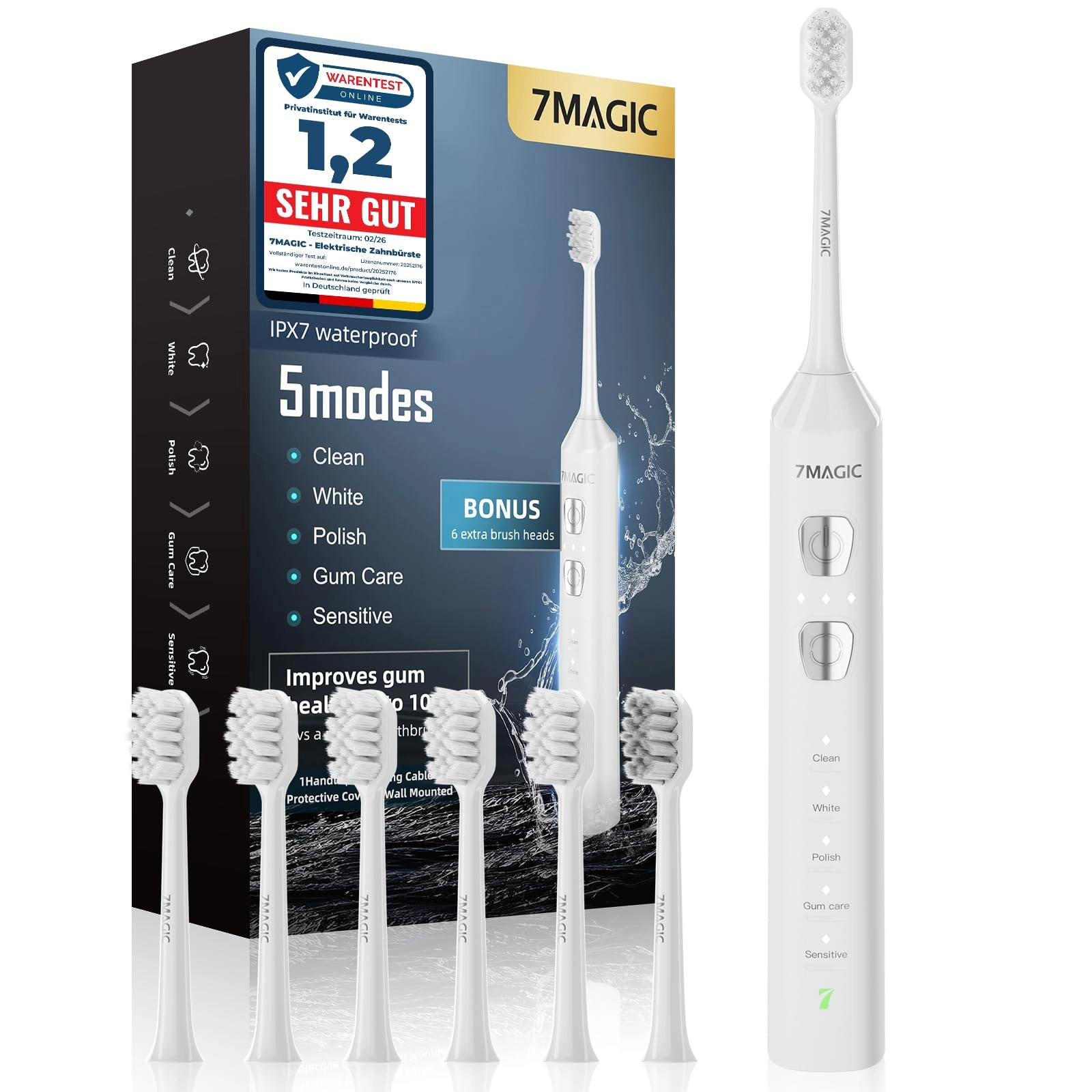Sonic Electric Toothbrush - 3 Intensity Levels 5 Modes 40000 VPM