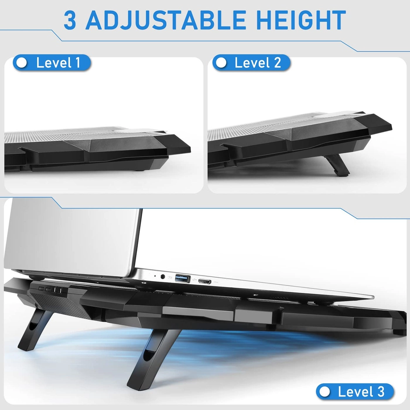 Laptop Cooling Pad - 6 Quiet Led Fans 15.6-17 Inch