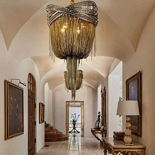E14 Nordic Art Tassel Chandelier - Cyan bronze 50*80cm