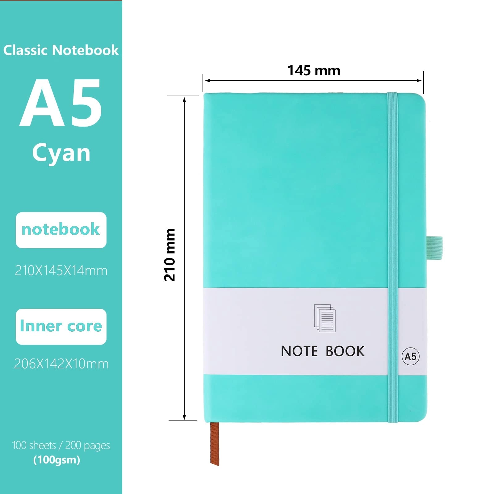 A5 Notebook A5 Hardcover - Lined 100 Sheets