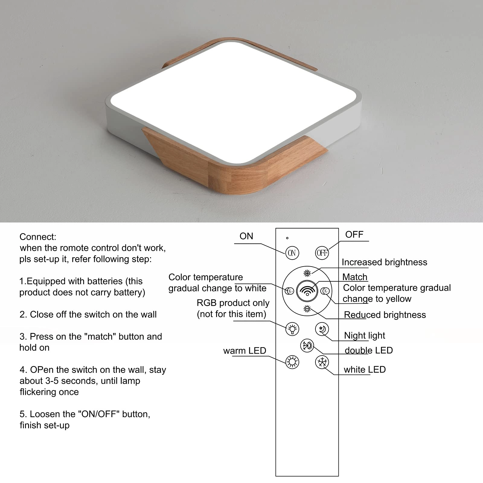 Flush Ceiling Light - 6000K 4000K 3000K Dimmable