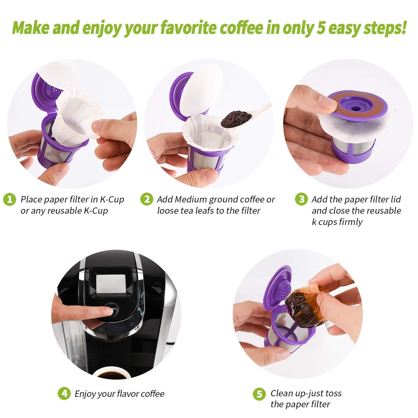 K Cup Coffee Paper Filters - With Lid 100