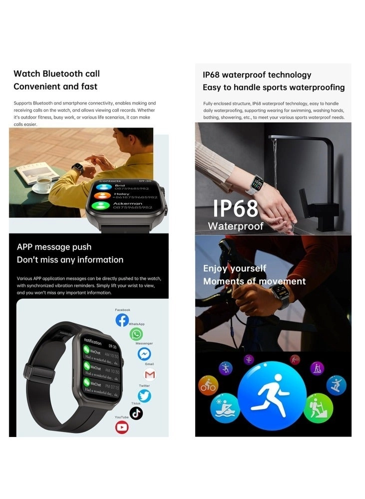 Glucose Monitoring Smart Watch - ECG Bluetooth Call SpO2