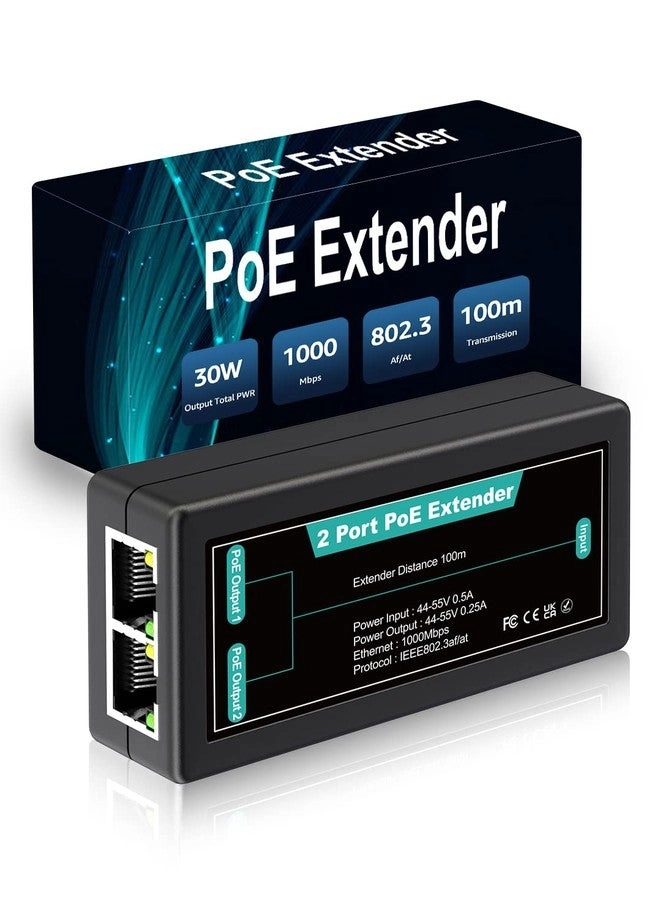 NICGIGA PoE Extender - 1 in 2 Out IEEE 802.3af/at 1000Mbps