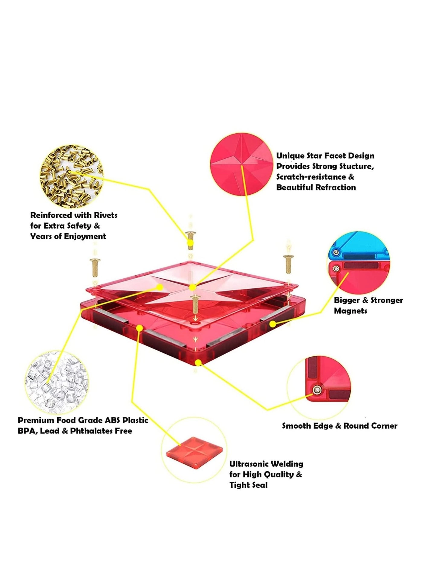 3D Star Magnetic Tiles - 108 pieces