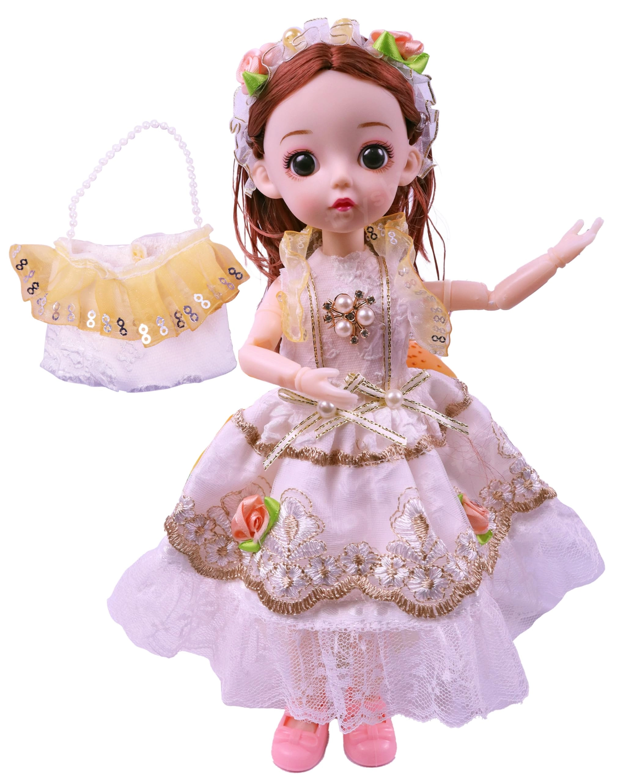 Toyshine Cute Doll - 12-Inch Plastic Wedding Dress Ages 3+
