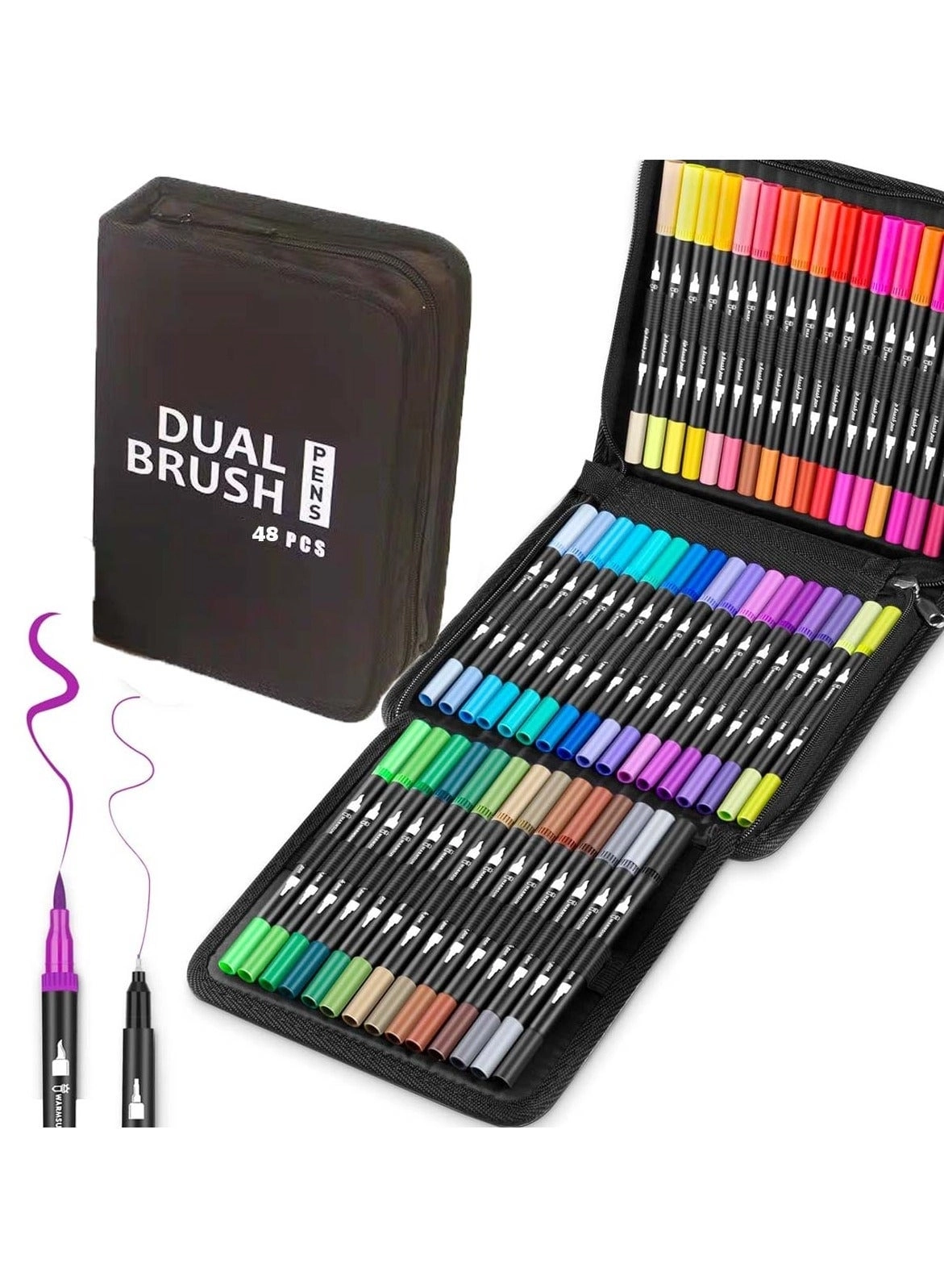 Huitich Dual Brush Pens - 48 Pcs
