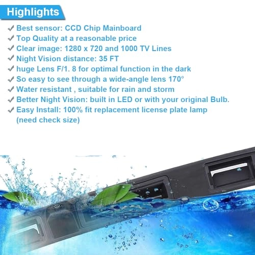 Boot Handle Reversing Camera - Night vision 1280 x 720 pixels