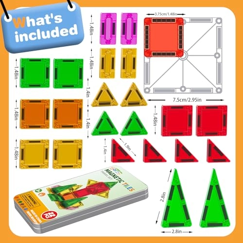 Mini Magnetic Tiles - 8 - 12 years 22 pieces